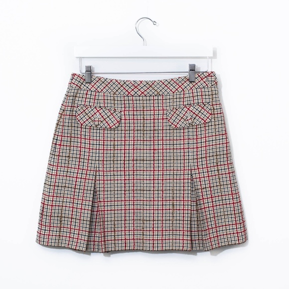 LOFT Dresses & Skirts - LOFT Plaid Wool Pleated Mini Skirt Preppy Red 6